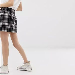 Hollister black & white wool plaid mini skirt